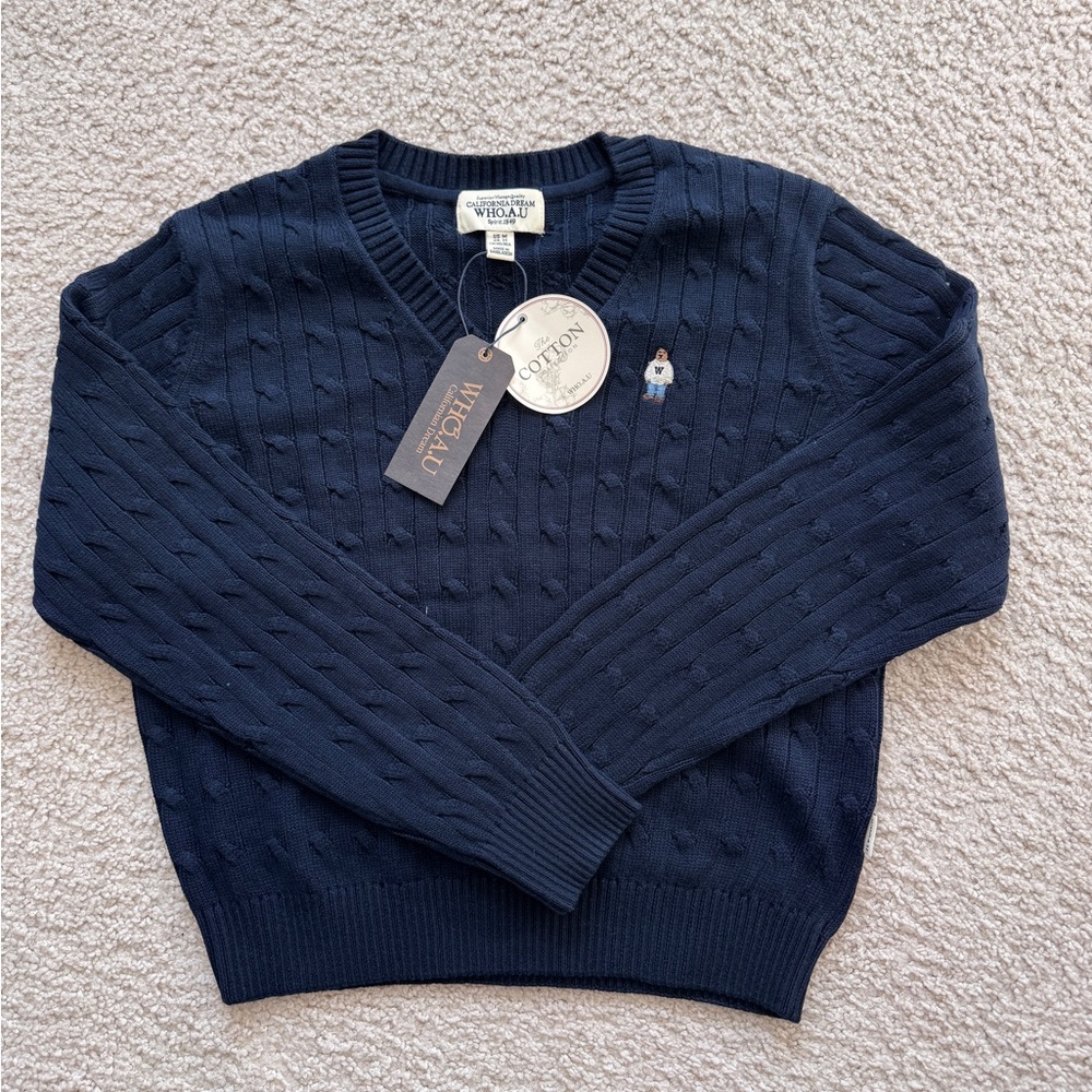 WHO.A.U Steve V-neck Sweater - Navy / Size M